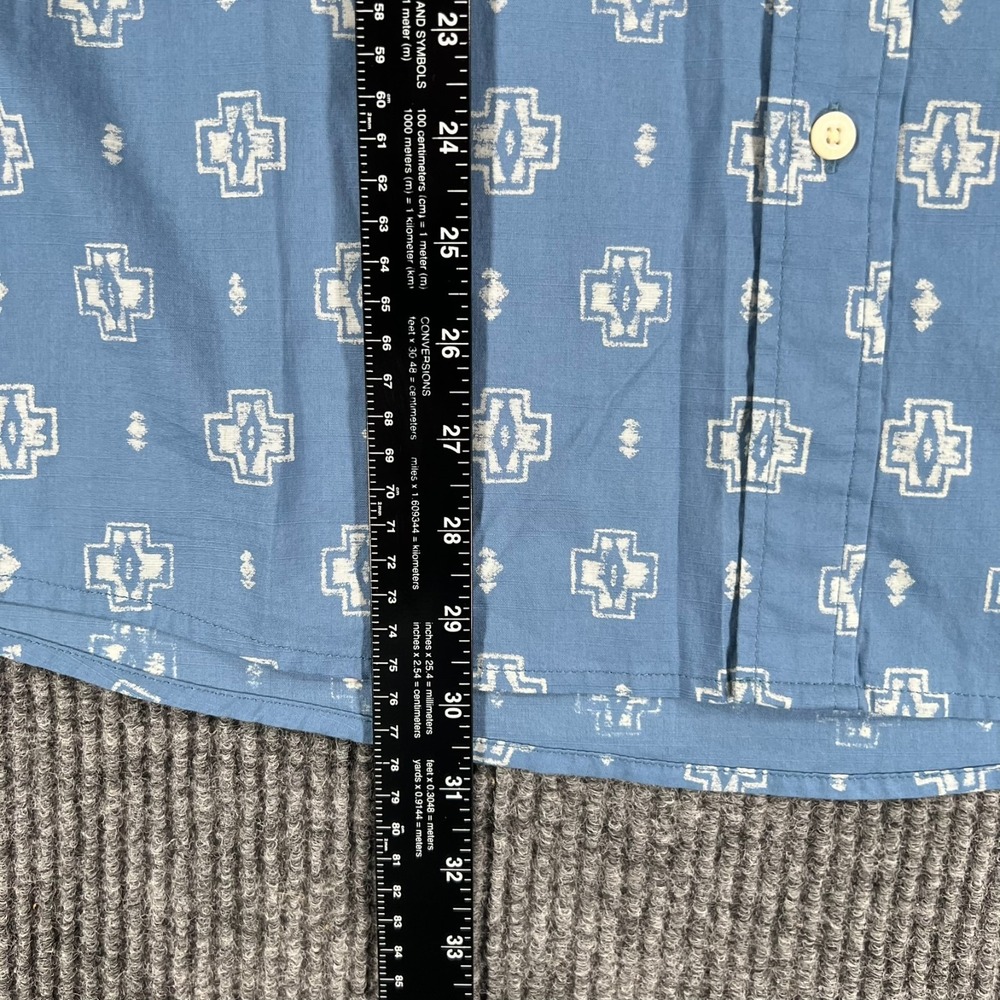 Pendleton Shirt Mens Large Blue Geometric Short Sleeve Button Comfort New - Picture 11 of 15